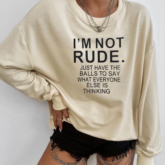 Cream Colored Drop Shoulder Sweatshirt (Funny Saying) - Picture 4 of 6